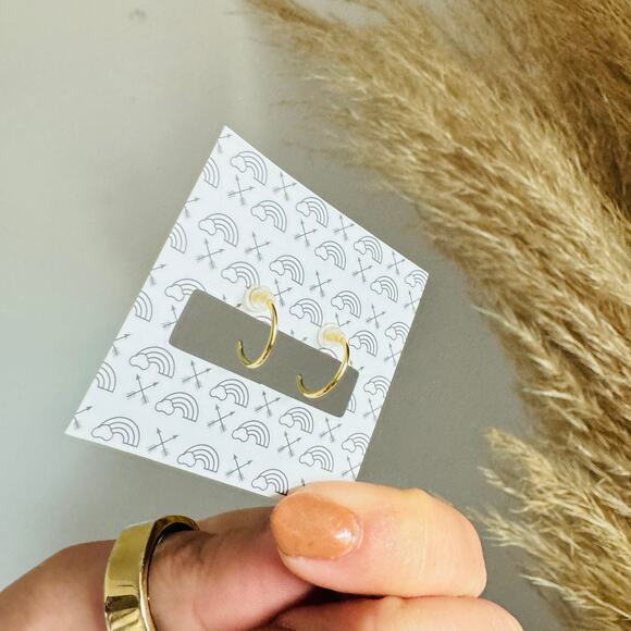 NEW ANTHROPOLOGIE JaxKelly Blue Fire Opal 18kt Tiny Stone Gemstone Hoop Earring - Picture 3 of 8